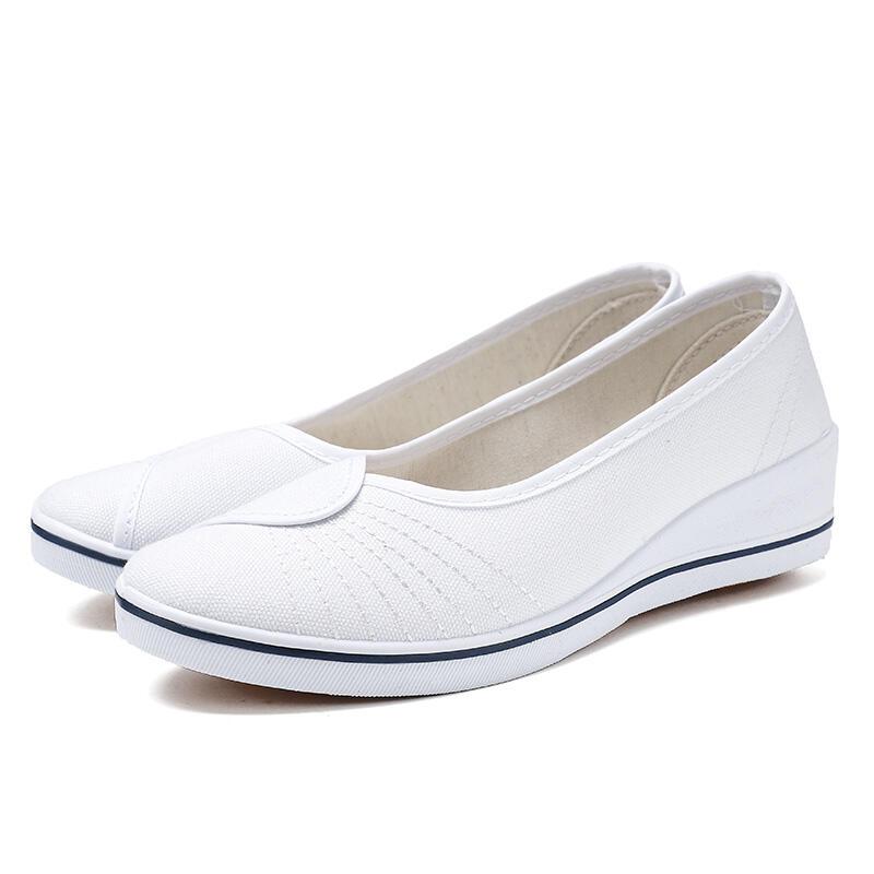 Product Introduction of 2025  brand nurse women's sloping heel soft soled cowhide sole beauty shoes, summer odor proof, breathable and non tiring white shoes Footwear Girl Fashion Heeled 5