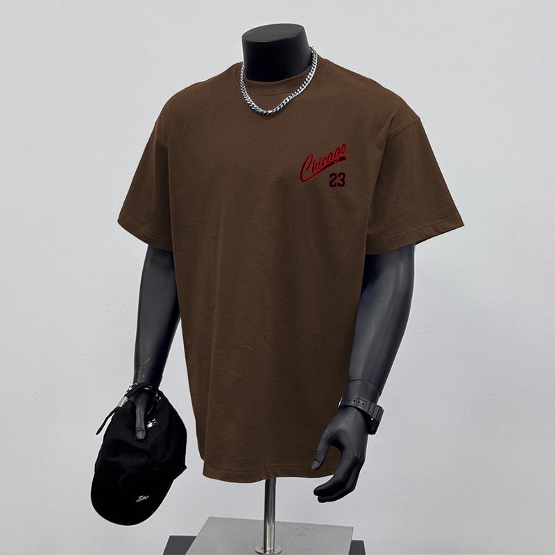 Product Introduction of 100% Cotton Simple Letters Retro Design Short Sleeve T-shirt Crew Neck Top Men and Women Unisex 16