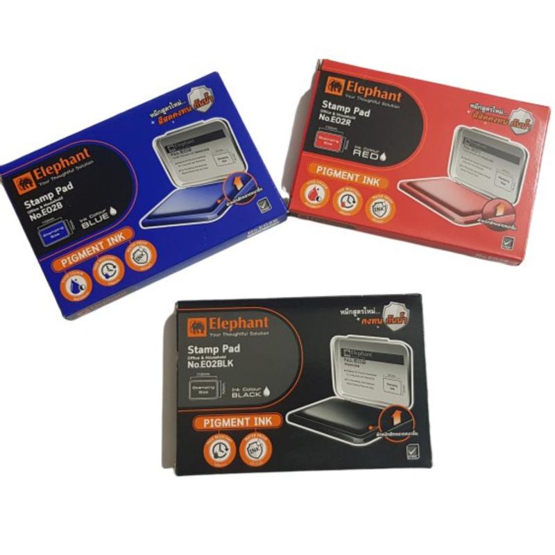 Hộp Mực Dấu Elephant Thái Lan E02 Xanh/ Đen/ Đỏ (Stamp Pad) - Mực Không Lem Trong Nước