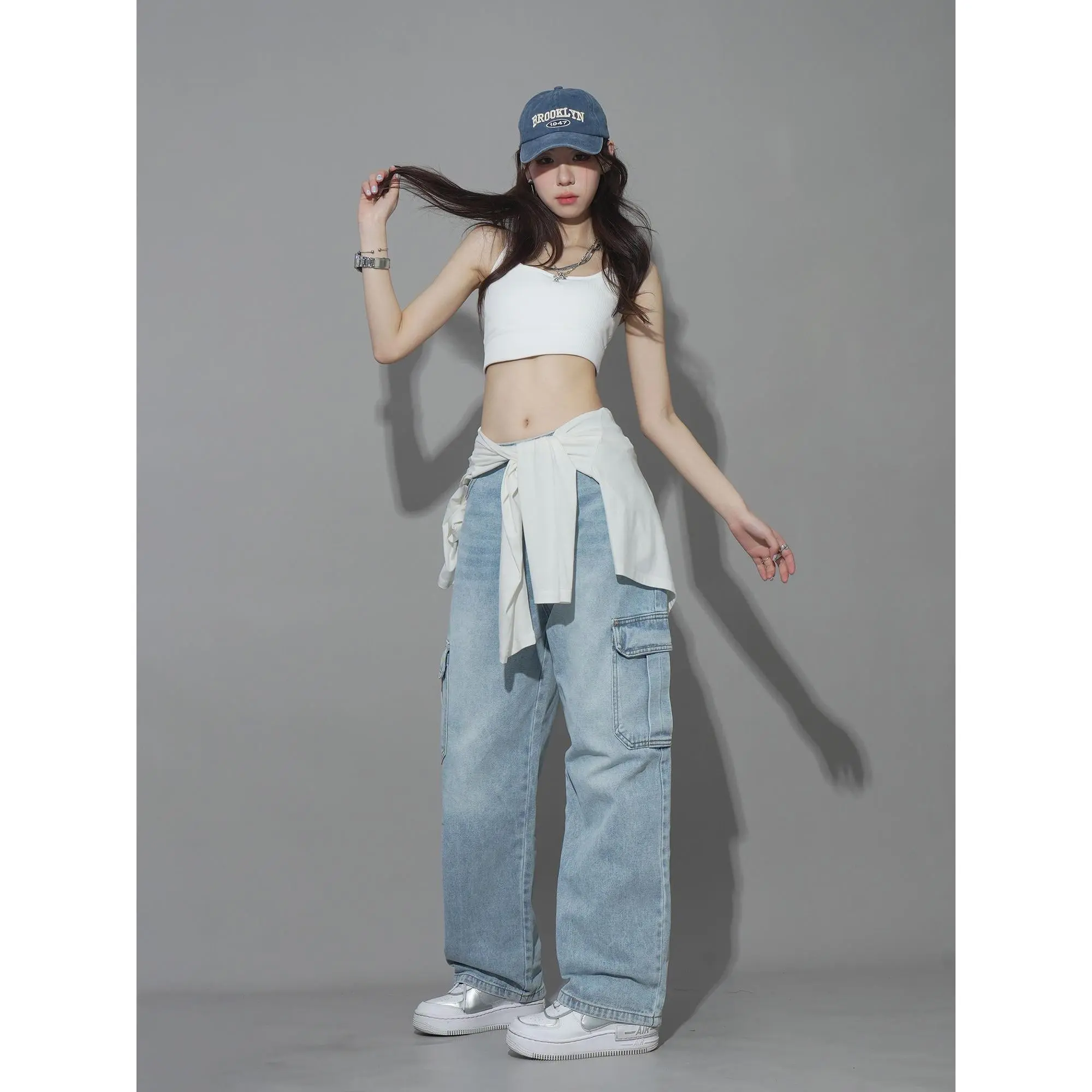 Áo Mỏng Hip Hop, Phong Cách Nữ Jazz Dance, Eo Buộc Dây Thiết Kế Nguyên Bản, Phong Cách Cô Gái Nóng Bỏng, Dễ Thương Và Gợi Cảm, Dễ Phối Đồ, Áo Cardigan, Dài Tay, In Có Thể Tùy Chỉnh Top Women