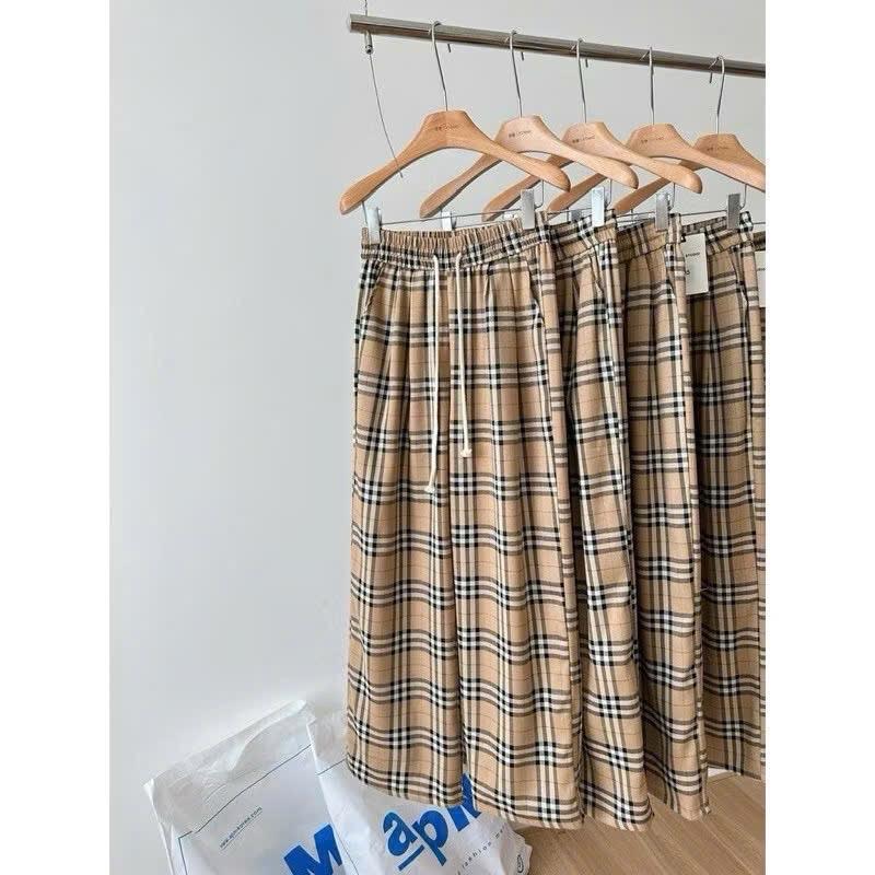 Quần suông caro chất đũi mềm mỏng mát cho nữ 4