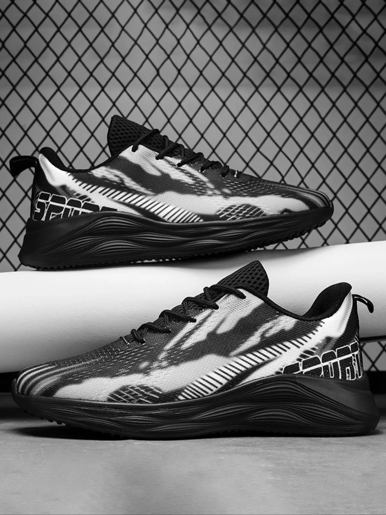 Men's Watercolor Print Lace Up Running Shoes, Casual Sporty Breathable Comfortable Sneakers, Outdoor Sports Running Shoes for Daily Wear