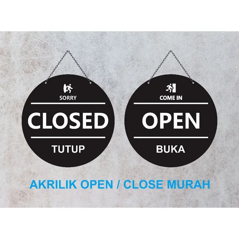 ￼Acrylic Open Close | Buka Tutup Gantung bulat 5
