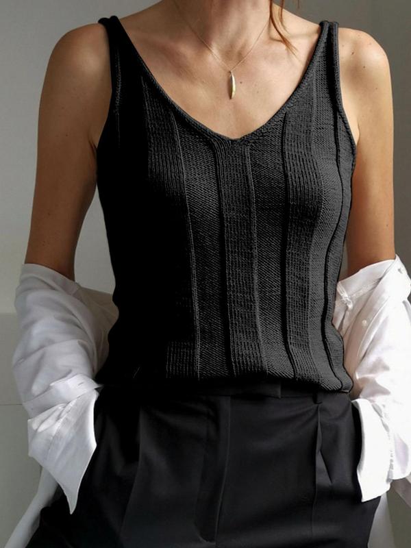 Women's Plain V Neck Sweater Vest, Summer Clothes, Casual Sleeveless Knit Top for Summer, Ladies Clothes for Daily Wear 1