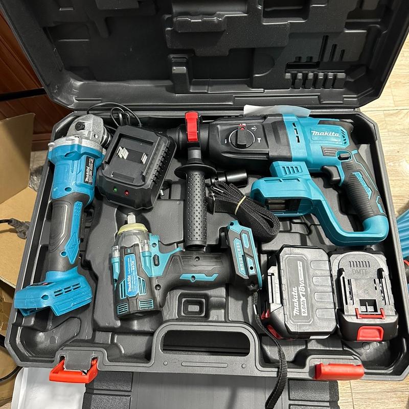 Combo 3 Máy Khoan Công Trình  - Khoan Bê Tông - Máy Mài - Siết Bulong 2 in 1 - Chân Pin Phổ Thông - Động Cơ Từ Không Chổi Than gỗ multicolor