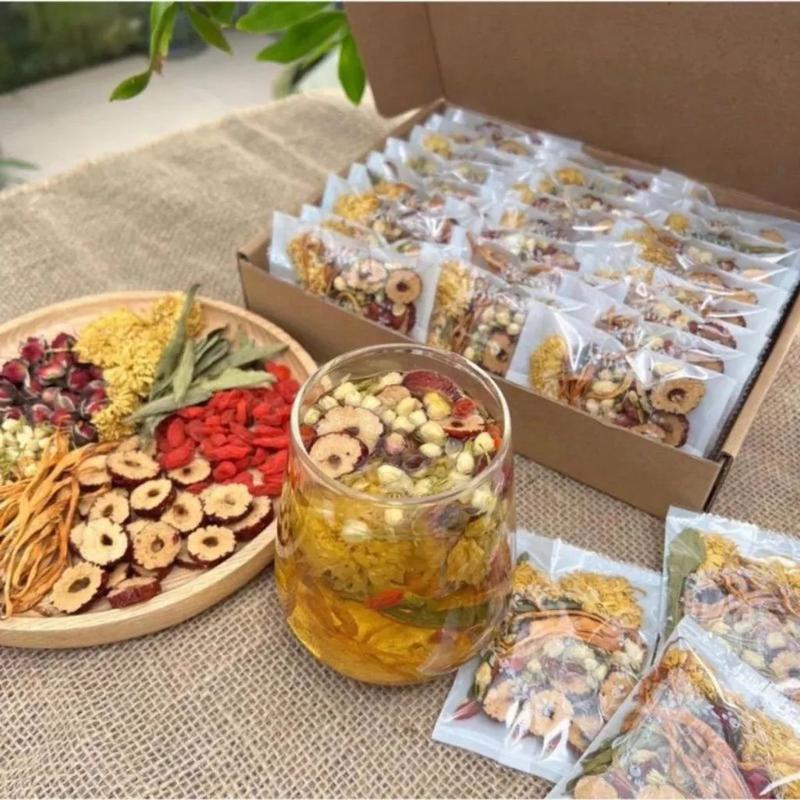  COMBO 30gói tặng 10 gói Trà tặng Đông Trùng Hạ Thảo 7 Vị Trà Thảo Mộc Dưỡng Nhan Giúp Đẹp Da Bồi Bổ Khí Huyết 