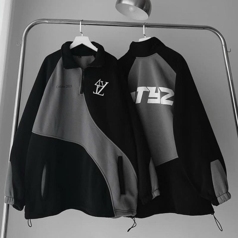 Áo Khoác Nỉ Hooides Nam Nữ From Rộng Cổ Sơ Mi In Chữ Mẫu Mới