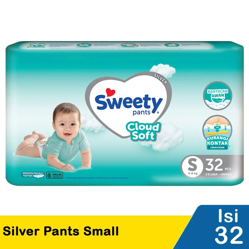 Sweety Silver Pants Tape Popok Bayi Perekat NBS40/S32/M30/L28/XL26/XXL24 Diapers 6