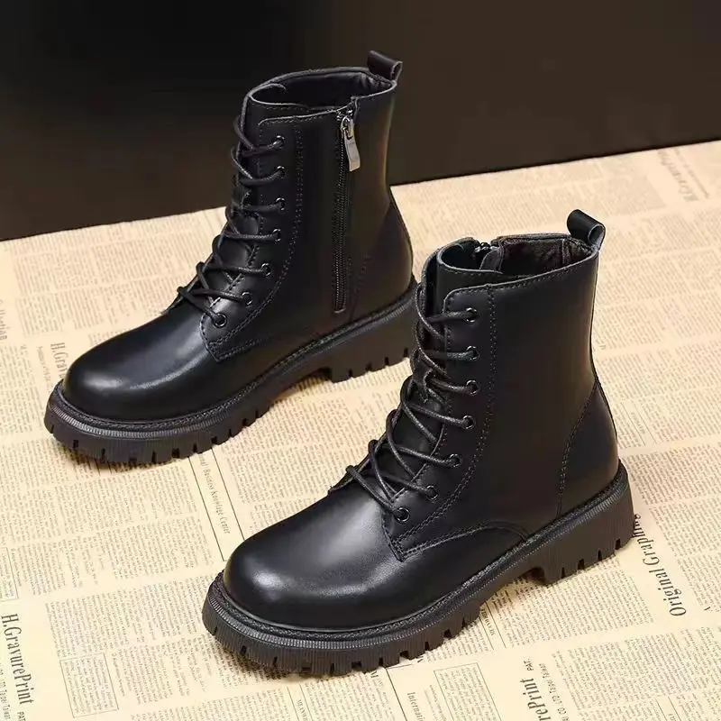 Children's Martin Boots Black Short Boots Summer Camp Performance Student Training Boots Primary and Secondary School Students Special Forces Training Boots