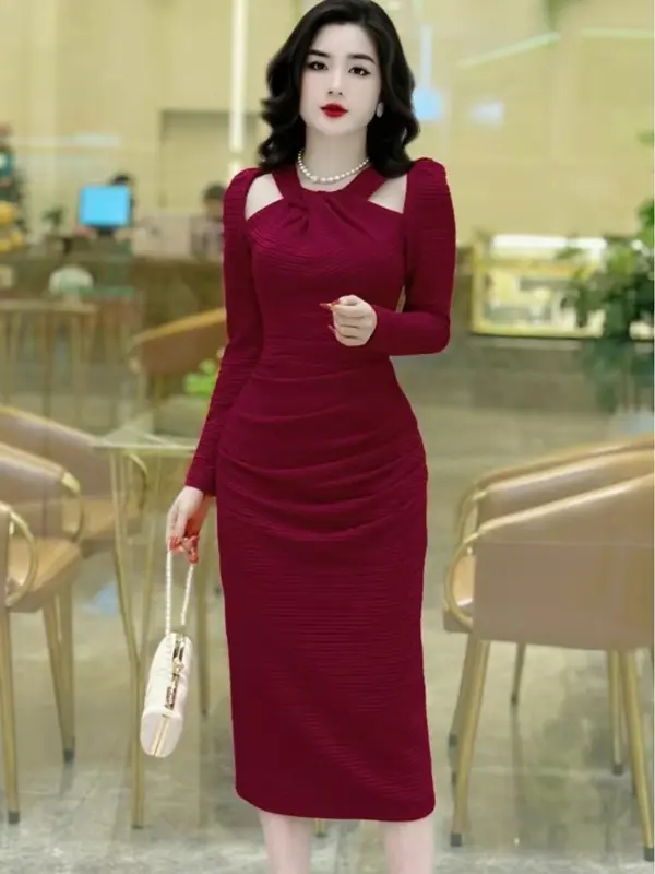 B5 Váy thiết kế sang chảnh dáng váy body ,chất xốp nhăn mềm mại co dãn nhẹ nhàng , không bai ,không xù, không gây kích ứng da. Nữ Women 2
