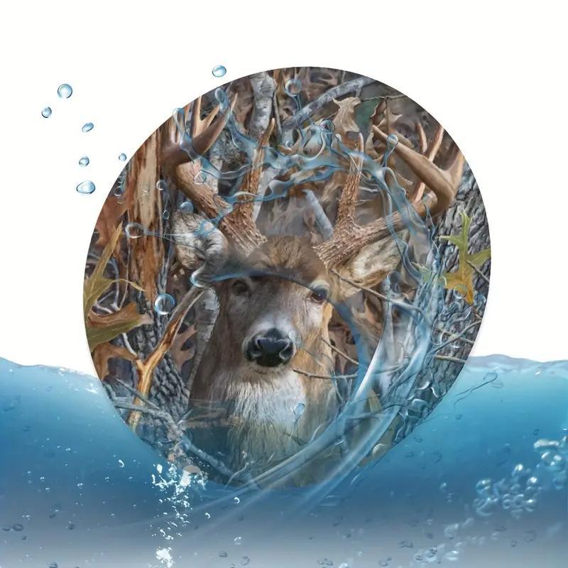 Car Coaster, Deer Pattern Round Anti-slip Car Cup Holder Pad, Car Interior Decoration Accessories for Women & Men 2