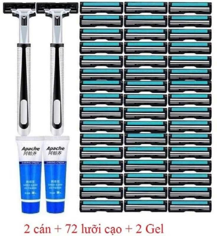 Set dao cạo râu 72 lưỡi + 2 cán dao tặng 2 lọ gel làm mềm râu mã DC072