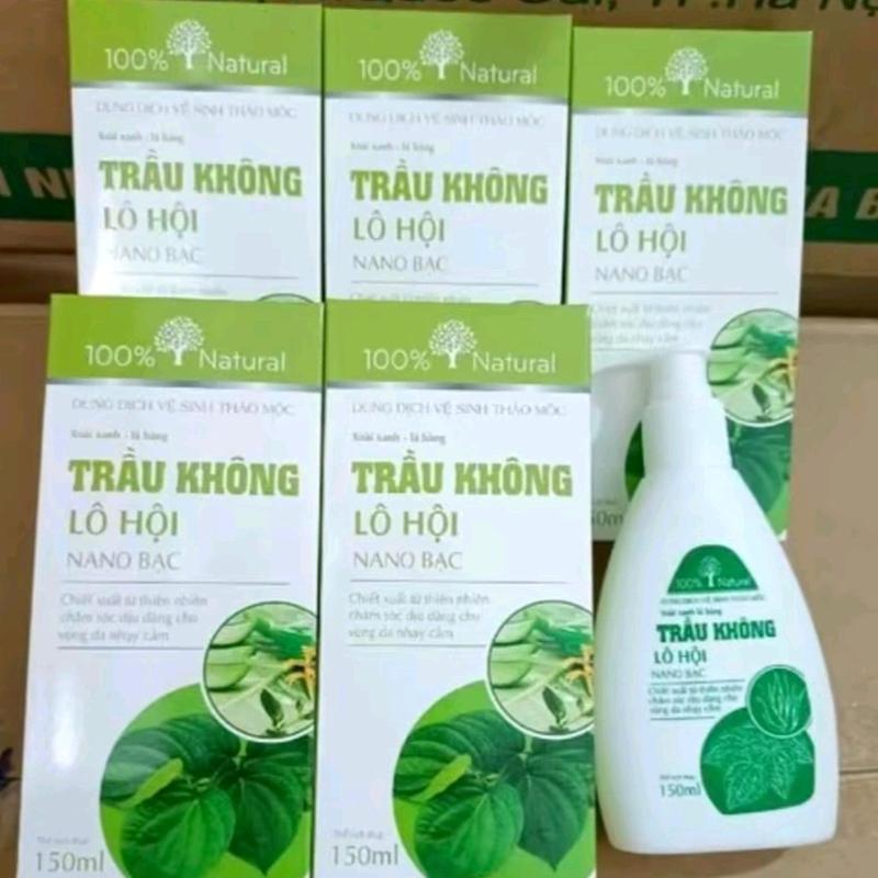 Combo 5 Chai Dung Dịch Vệ Sinh Trầu Không Lô Hội Nano Bạc 150ML 0