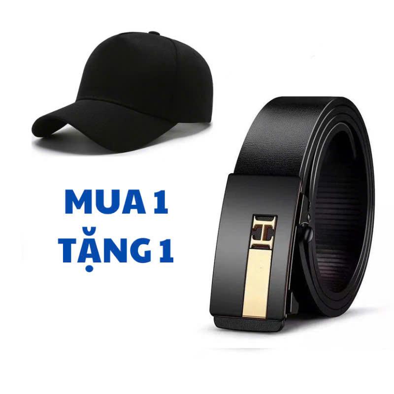 (GIÁ TỐT) Combo 2 MÓN: 1 thắt lưng khóa tự động mặt hợp kim cao cấp- TẶNG MŨ lưỡi trai Kim Tuyến Titan th ắ t lư ng 6