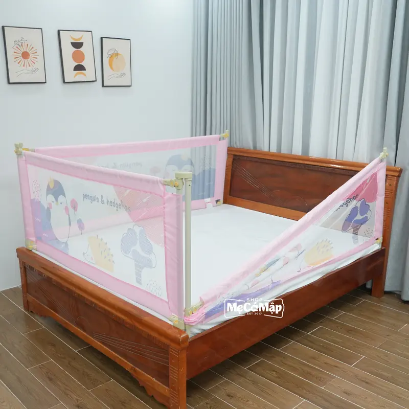 [Giadinhtuanmai x SMCM] Thanh Chắn Giường Thiết Kế Chốt Nâng Cấp Bấm Hạ Dễ Dàng, Thanh Chắn Giường Pakey LC1 Bản New Cao 105cm Ống Thép Dày 6