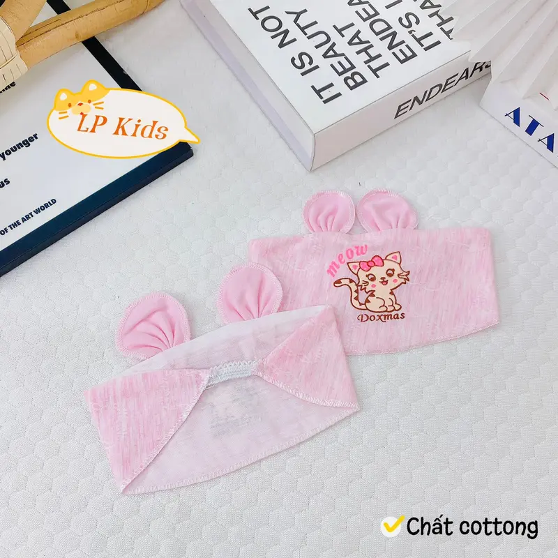 Combo 3/5 Che Thóp Cho Bé Sơ Sinh Cotton Tai Thỏ Họa Tiết Dễ Thương CT01 5