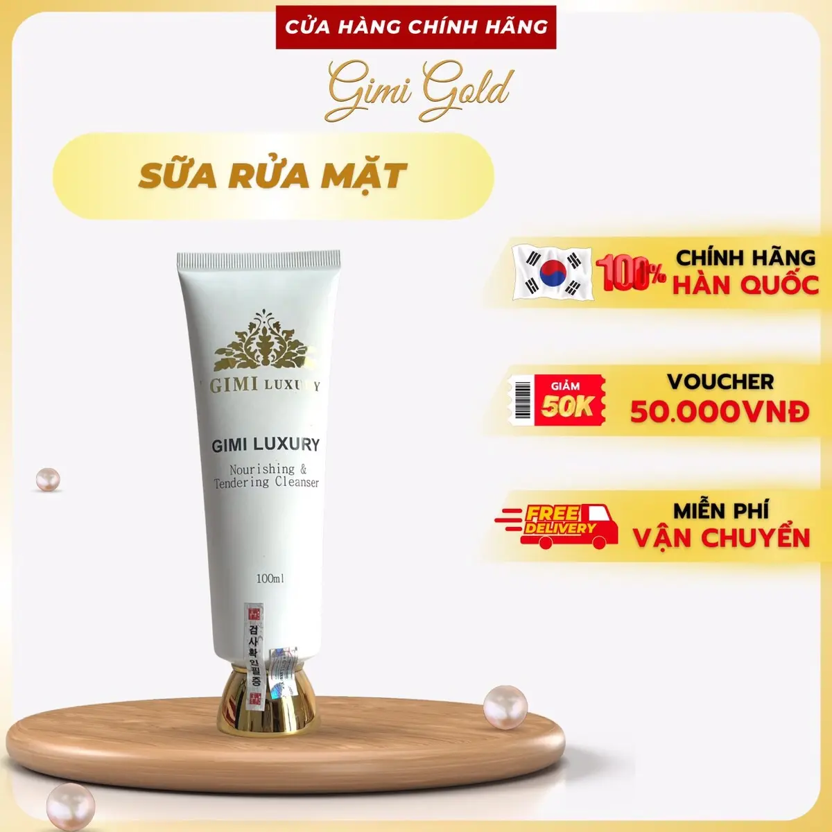 ￼Sữa rửa mặt GiMi Luxury Gold Hàn Quốc (CLEANSER 100ml) giúp làm sạch da mặt mới nhất 2023