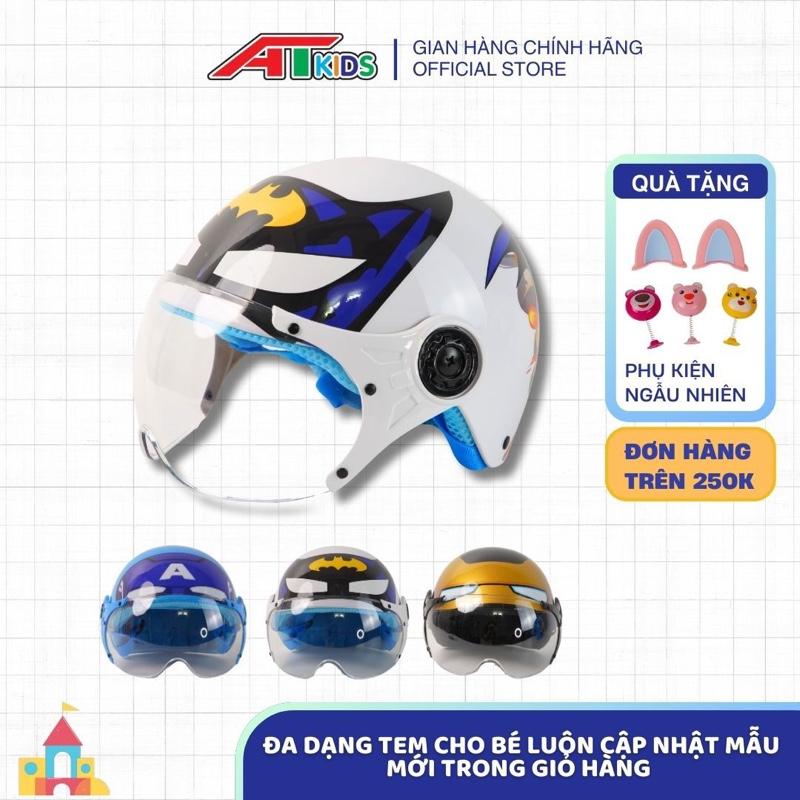 MŨ BẢO HIỂM AT 03 KÍNH SIÊU ANH HÙNG - PHI HÀNH GIA - NGƯỜI SẮT BÉ TRAI TỪ 1-15 TUỔI ĐA DẠNG MÀU SẮC CHÍNH HÃNG