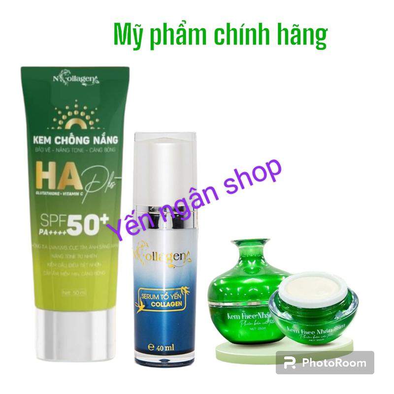 COMBO 3SP KEM SÂM, CHỐNG NẮNG HA, SERUM YẾN DƯỠNG TRẮNG DA KIỀM DẦU BAN NGÀY Skincare