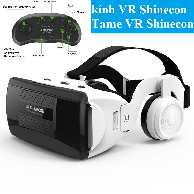 Combo Kính Thực Tế Ảo Xem Phim VR Shinecon 6.0 G06EB, Kính xem phim 3d VR Box + Tay cầm chơi game bluetooth 3.0 kính thực tế ảo  có tay cầm kính thực tế ảo  4d