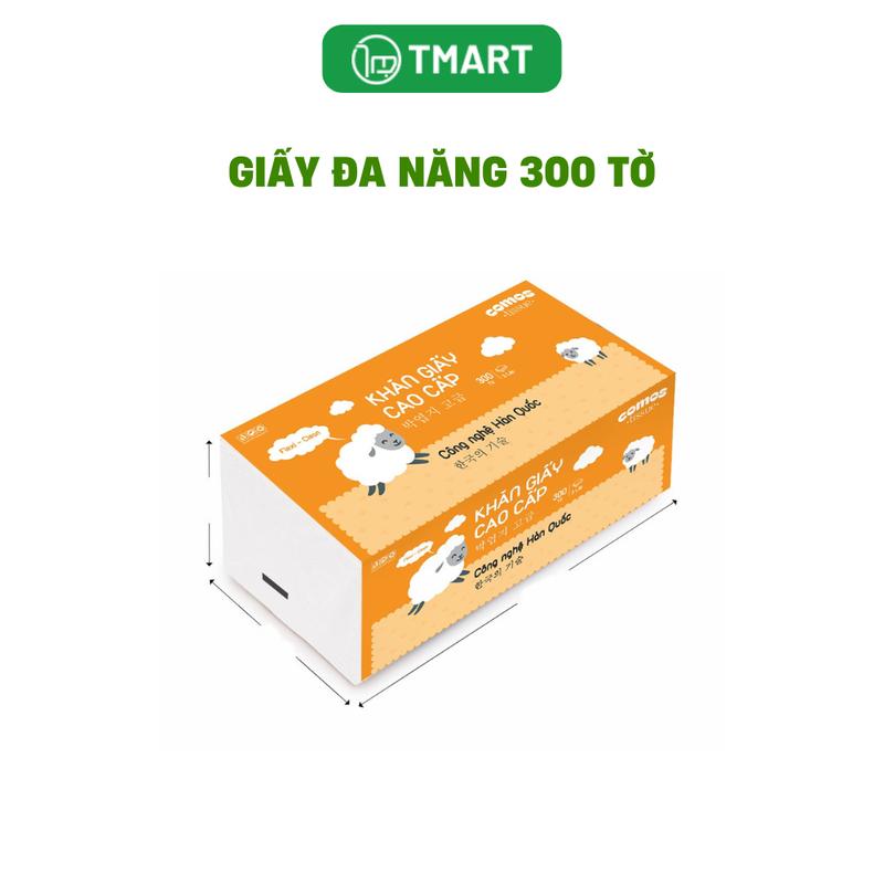 Giấy Rút Đa Năng Comos 300 tờ Công Nghệ Hàn Quốc Nhỏ Tiện Lợi An Toàn 0