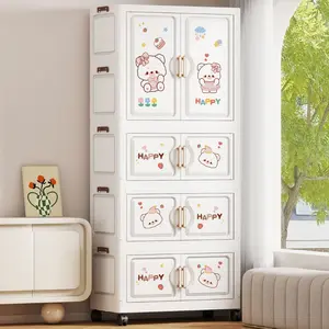 78cm Praktis Lemari Plastik - Lemari Lipat Pakaian Anak, Storage Cabinet, Lemari Pakaian Kartun, Laci Susun Plastik