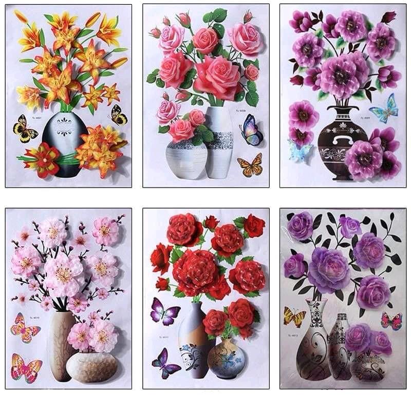 Combo 5 tấm bình hoa nổi 3d khác nhau