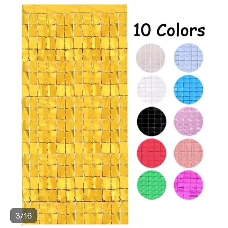 Tirai foil rumbai kotak / Backdrop curtain tirai foil kotak 6