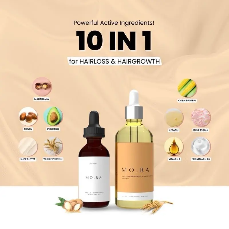 Mo.ra Anti Loss Hair Growth Magic Hair Oil by Mora Essentials 60 ML Kering Ketombe Rontok Minyak Perawatan 1
