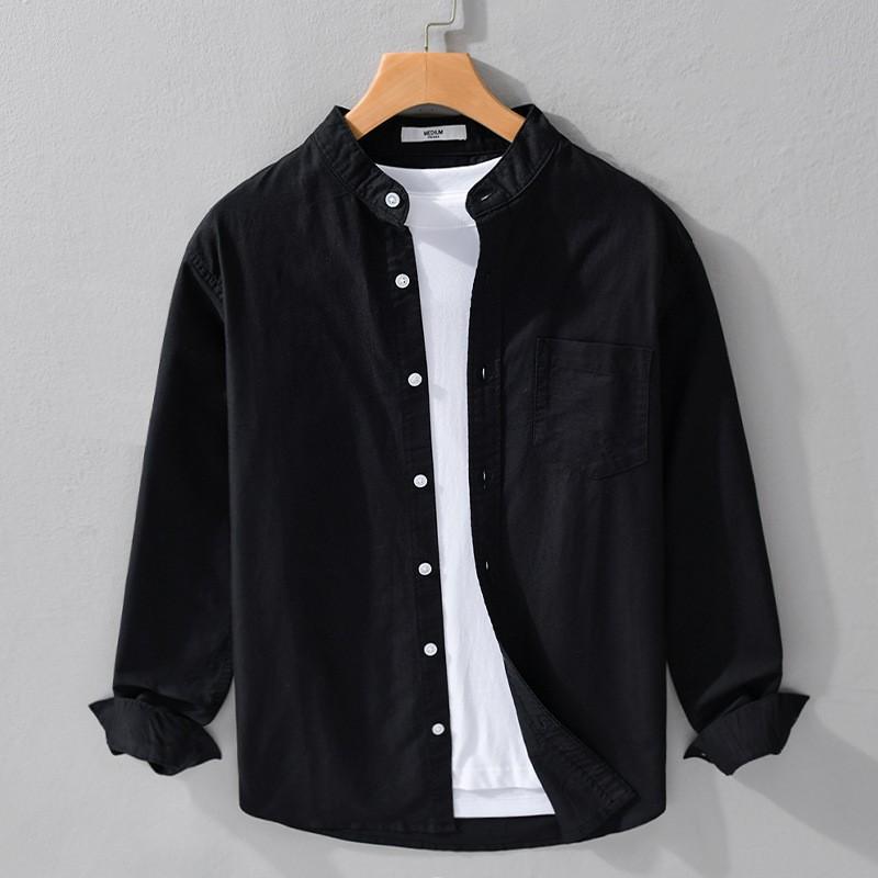 Áo sơ mi Đũi nam dài tay kiểu dáng Basic Menswear Đũi cổ tàu 4