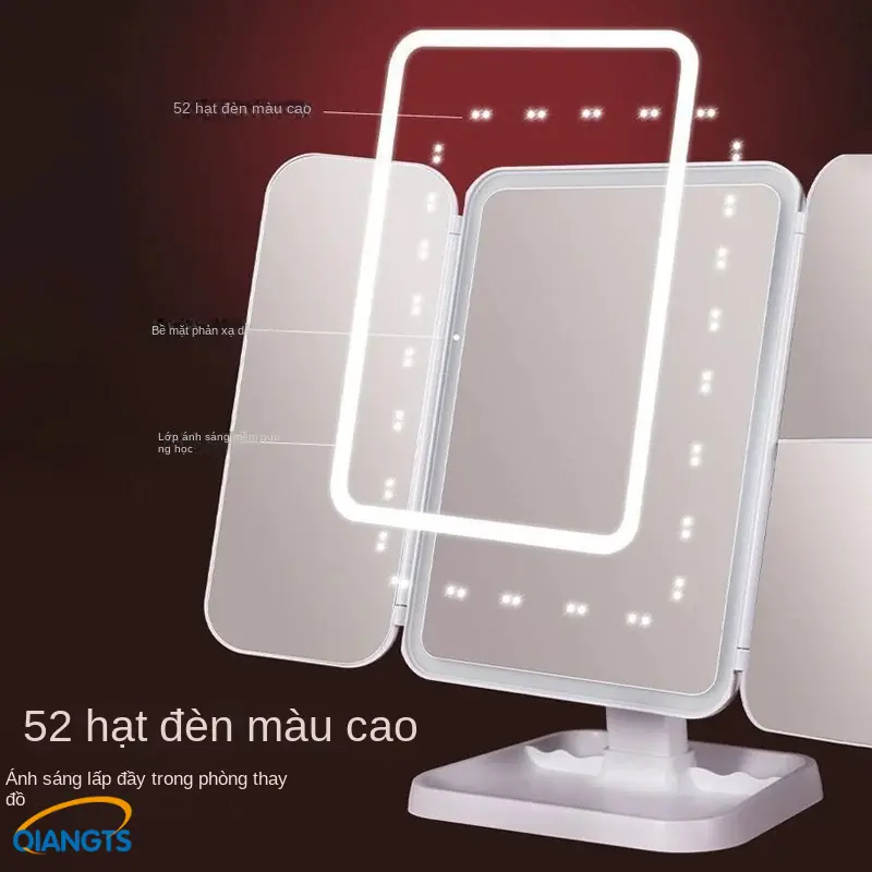 Gương Để Bàn QIANGTS (Một món quà tuyệt vời dành cho nữ thần) Trang Điểm, Đèn LED 3 Màu Làm Đẹp Cửa Gập Mở 2 Cánh,Trang Điểm Cảm Ứng 3 Chế Độ Ánh Sáng Sạc Điện USB 3 chế độ ánh sáng，Eyeshadow Mỹ Phẩm Cosmetic 6