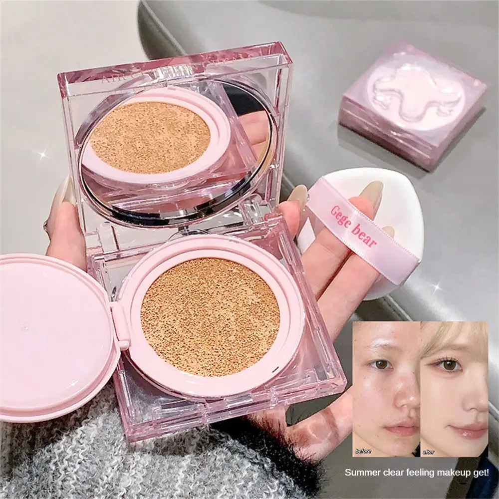 Phấn Nước BB Che Phủ Toàn Bộ, Gấu Gege, Lâu Trôi 24H, Không Thấm Nước, Kiểm Soát Dầu, Kem BB, 2 Màu, Trang Điểm Mặt