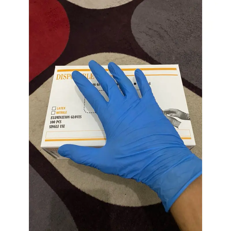 Bisa COD Sarung Tangan Nitrile BLUE/BIRU Tebal Super Kuat untuk medis dan industri 0