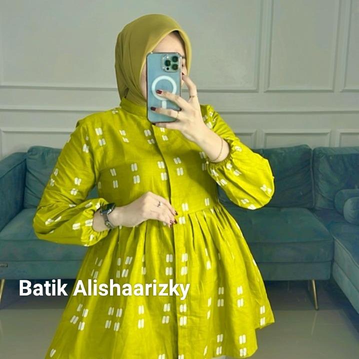 Blouse Rempel Motif Kapsul Terbaru Atasan Batik Wanita Kantor Katun 1