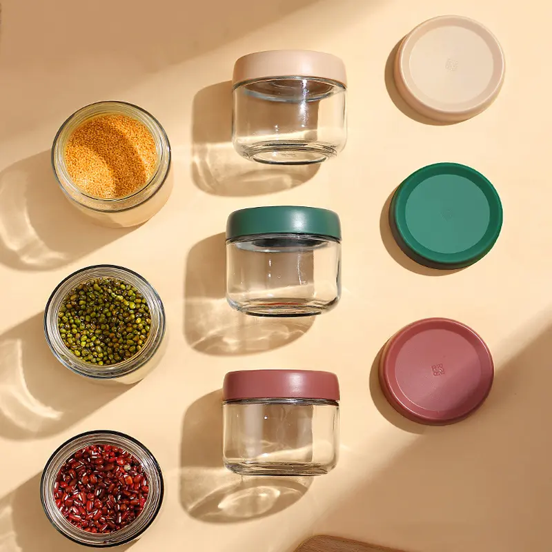 [Chính Hãng] [Tặng Thìa] Set 3 Hũ Thủy Tinh, Lọ, Hộp Thủy Tinh Đựng Gia Vị, Thực Phẩm Chống Ẩm Mốc,Côn Trùng 280ml 450ml 0