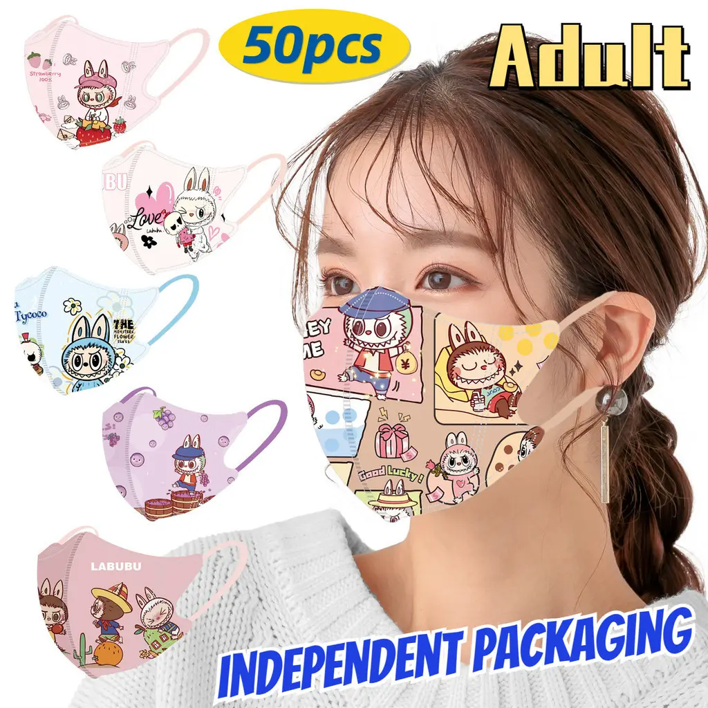 Independent Packaging LABUBU Adult Mask POP MART 3D Three-dimensional Mask Women Fashion Trendy Printed Mask