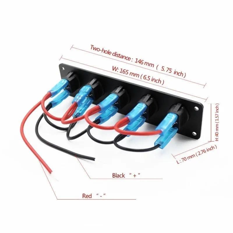 Product Introduction of 12V 1-4 Gang Universal Toggle Switch Panel USB Car Boat Marine RV Truck Blue LED Styling Accessories Marine Rocker Switch 54
