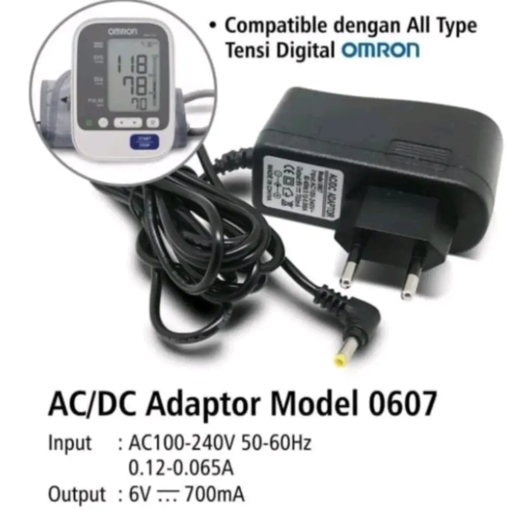 Adaptor AC/ DC 0607 Tensimeter digital /Cocok Buat semua tensi omron