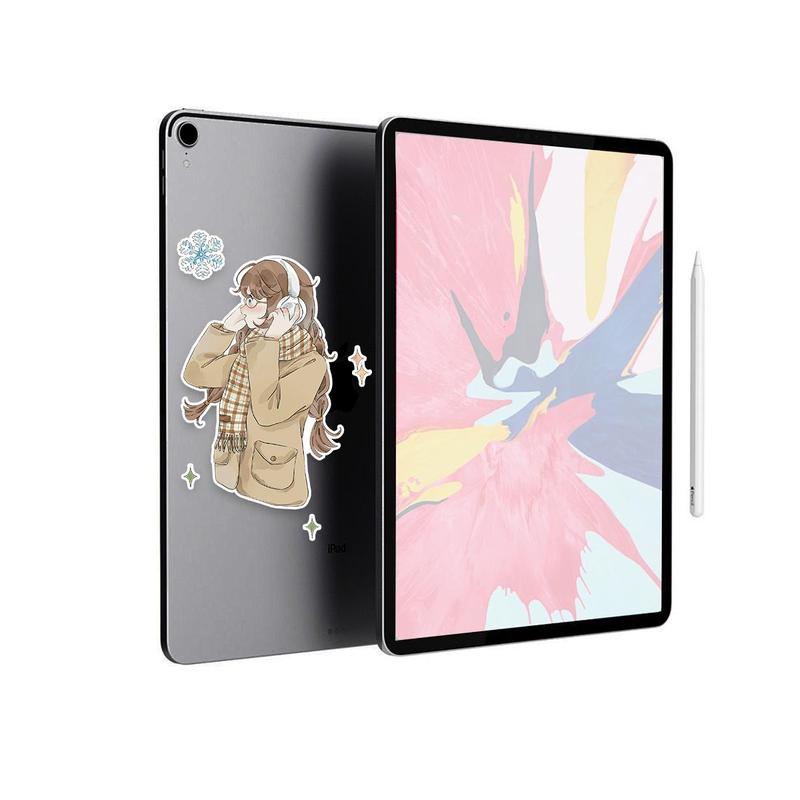 Cute Cartoon Girl Pattern Sticker, Self Adhesive Decor Paper, DIY Decorative Sticker for Gift Greeting Card Water Bottle Laptop Phone 2