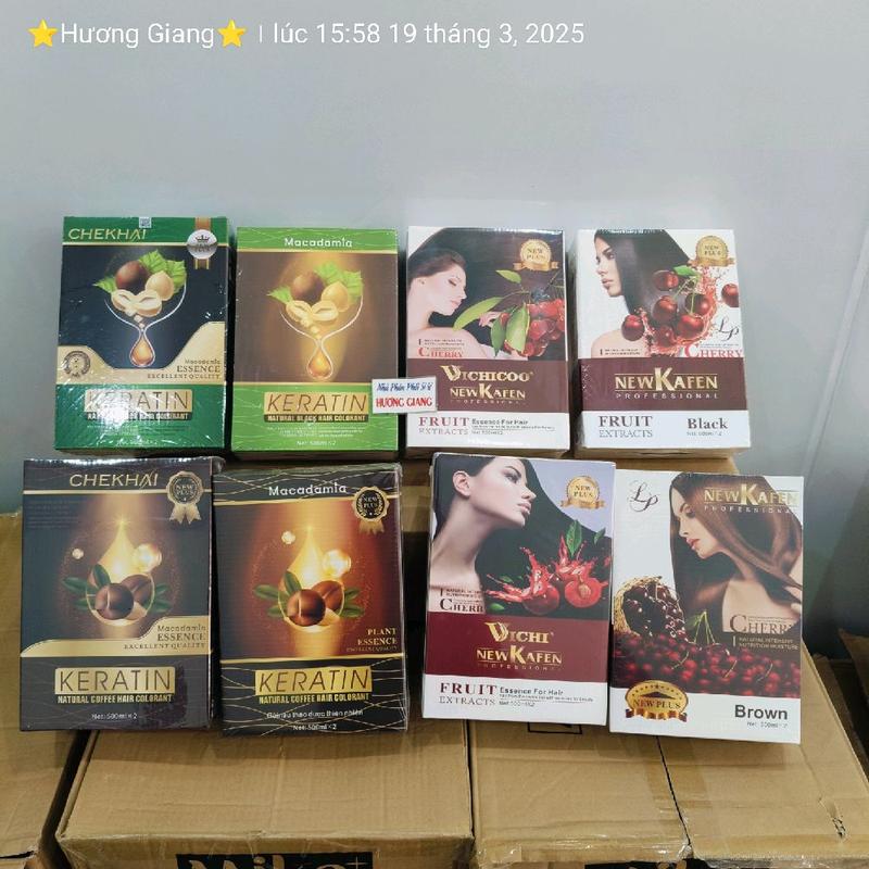 Nhuộm tóc đen nhuộm tóc nâu phủ bạc macadamia karatin Bơ nhuộm tóc new kafen cherry chính hãng