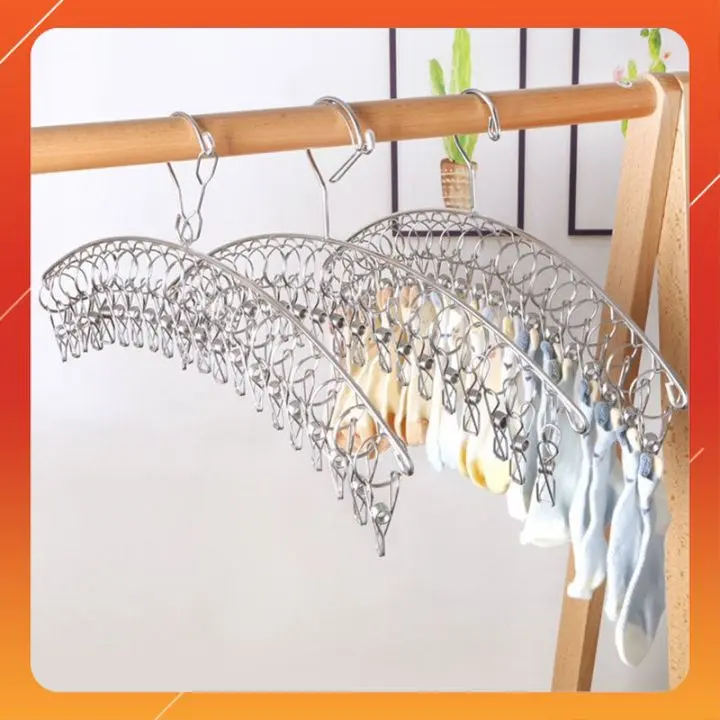 Móc treo phơi quần áo em bé, khăn tay, tất vớ, đồ lót - Móc treo quần áo - Móc Inox treo đồ 8/10/20 Kẹp