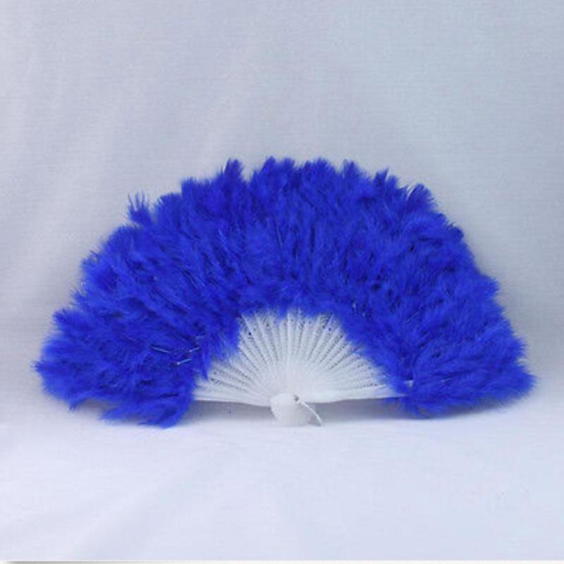 Product Introduction of 9 Colors New Costume Wedding Showgirl Dance Folding Hand Feather Fan Fancy 19