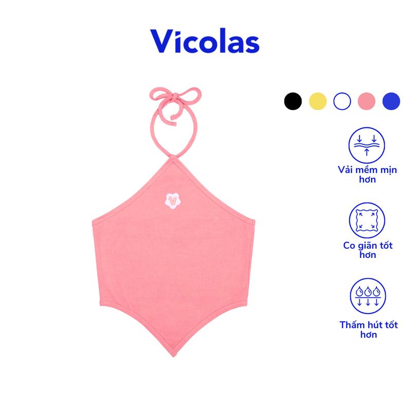 Áo croptop cổ yếm nữ Vicolas cột dây chất contton thun gân - VICO3 YẾM CROPTOP