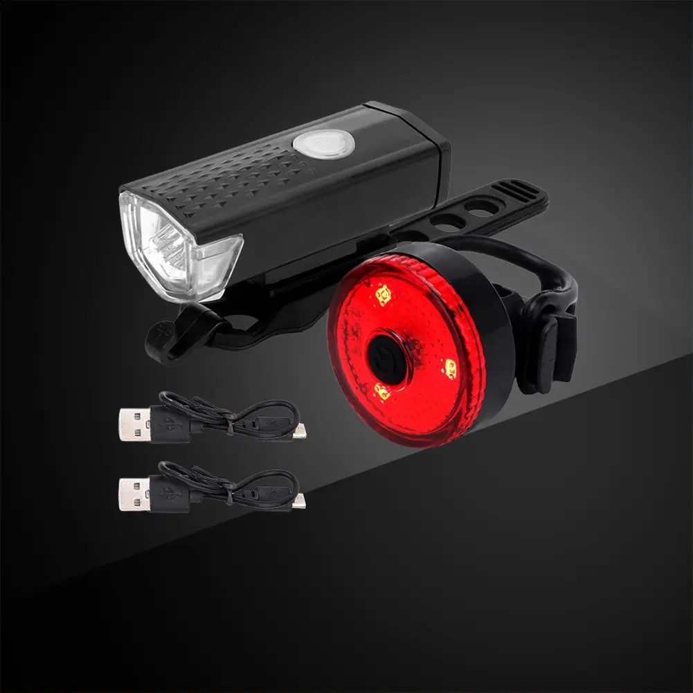 Bộ đèn pha và đèn hậu LED, cho xe đạp, Có Thể Sạc Lại USB, Thích hợp cho xe đạp, có đèn trước và sau