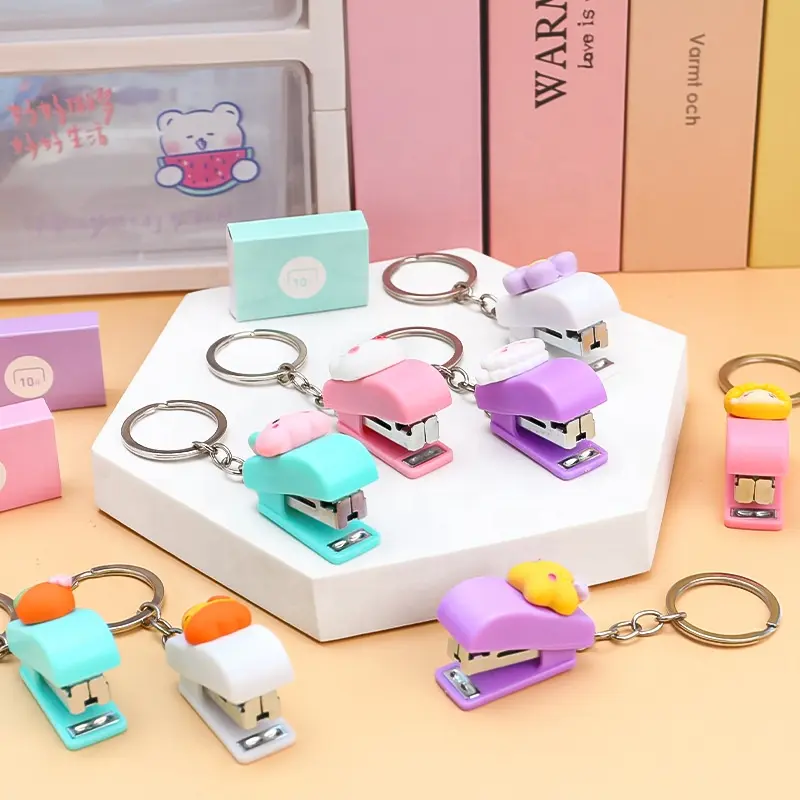 Staples Mini Stationery Karakter Cute Gantungan Kunci Stapler Souvenir Hekter ATK010 - XOBOX 3