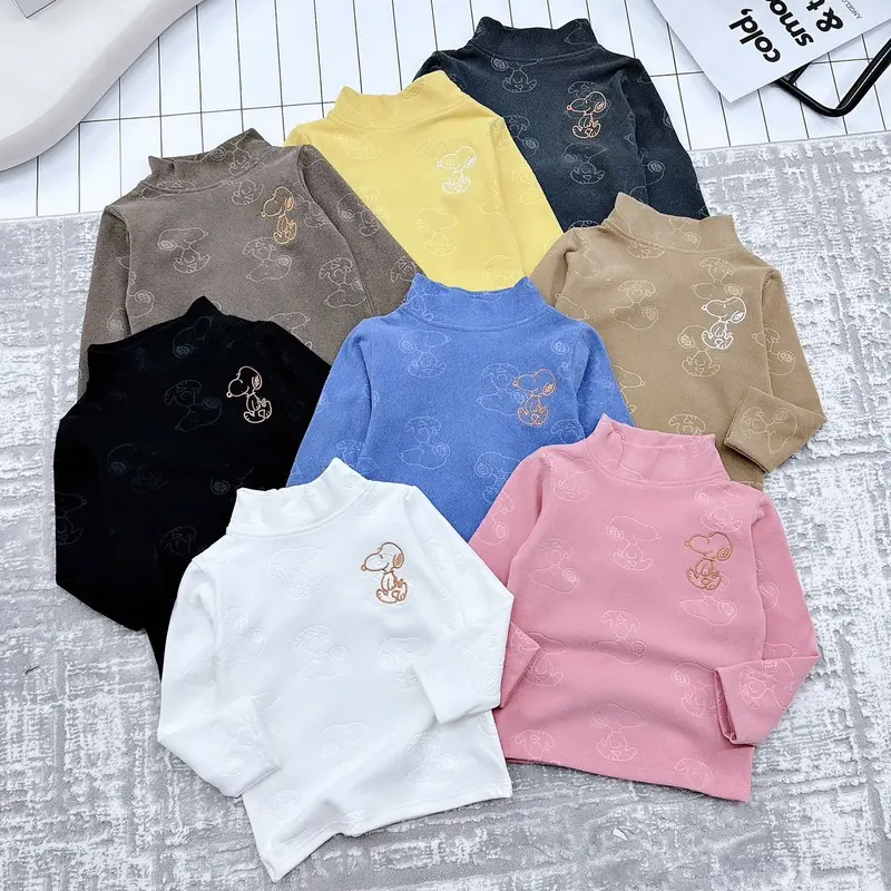 Áo giữ nhiệt nỉ nhung cho bé logo chú cún thêu siêu xinh size từ 7kg đến 20kg 0