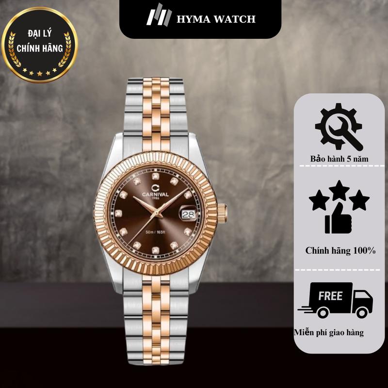 Đồng hồ Nữ Carnival 8131L Chính hãng Dây thép kính sapphire Bảo hành 5 năm Hyma Watch