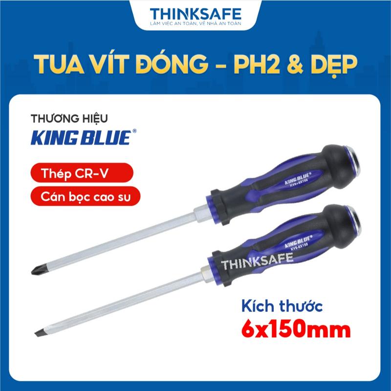  Tua vít đóng bake Ph2 và dẹp SL6 KingBlue KV6-6*150  KV6+6*150 rộng 6mm dài 150mm chất liệu thép crv tuốc nơ vít đóng 