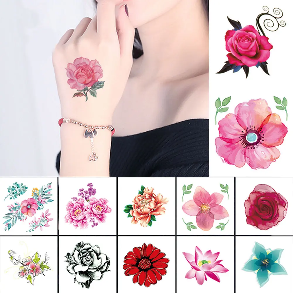 Flower Fake Tattoo Sticker Paste Body Makeup Women Design Temporary Waterproof Mini