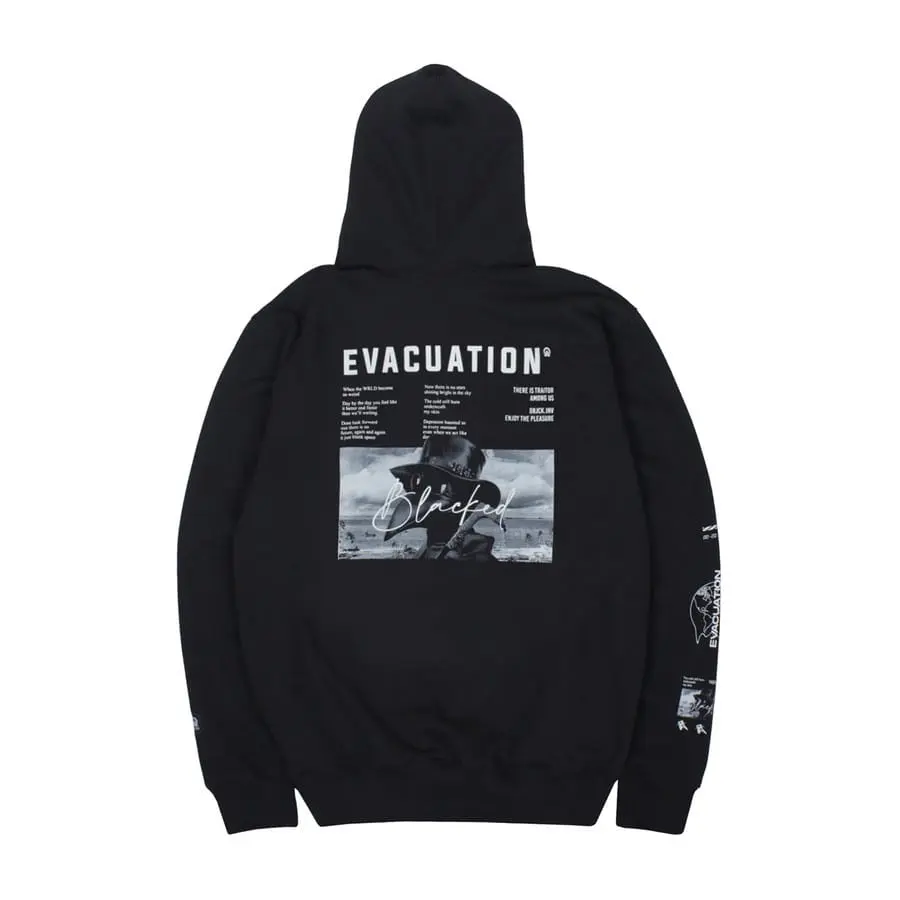 Hoodie dobujack evacuation black pria wanita, hoodie korea hitam, hudi kpop warna hitam, jaket hitam, jaket kekinian, jaket viral, hoodie blackpink